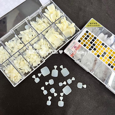 Hộp 500 Móng Úp Chân HSM Nhựa Dẻo Làm Nail, Siêu Bám Keo, Trong Suốt Và Trắng Đục Chất Lượng Cao, Tiện Lợi Cho Tiệm Nail giả