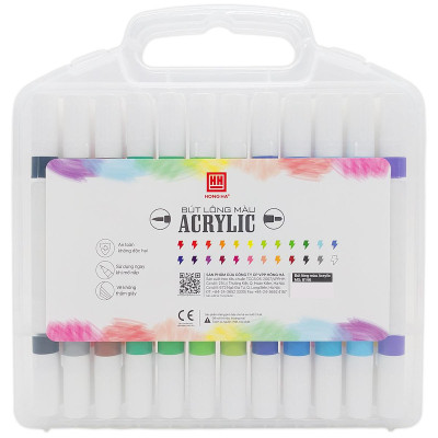 Hộp 24 Bút Lông Màu Acrylic 2 Đầu - Hồng Hà 8146