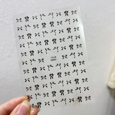 Sticker Nơ Đen 3D Mix Kiểu Lụa Nổi SJY1095 Siêu Hot Trang Trí Móng Siêu Xinh Làm Nail dán Phong Cách Hàn Quốc Nữ Women