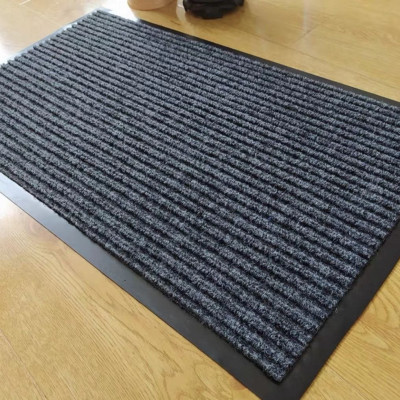 Thảm chùi chân dành cho gia đình nhà hàng khách sạn đế cao su chống trượt mặt thảm sợi len tổng hợp dạng sọc Stripmate Màu Xám đen & đổ đun
