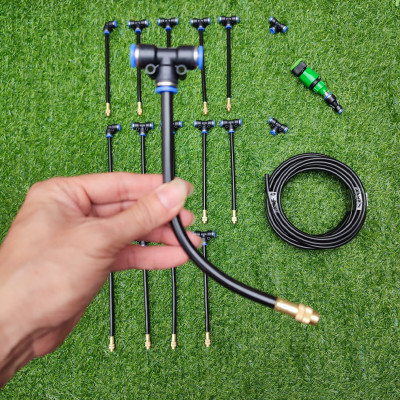 Bộ 15 béc phun sương tưới cây kèm 20m ống có cút nối vòi nước