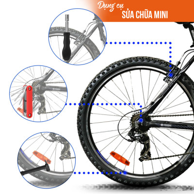 Bộ Dụng Cụ Sửa Chữa Xe Đạp Di Động Bơm Lốp Đa Năng Mini Và Vá Săm Xe Đạp Gắn Sườn Xe (Dạng Bình Nước) MaiLee