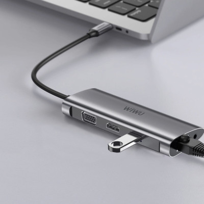 BỘ CHUYỂN ĐỔI WIWU ALPHA A11312H 11 IN 1 USB TYPE C HUB Chất Liệu Hợp Kim Nhôm, Khả Năng Tương Thích Rộng Rãi - Hàng Chính Hãng