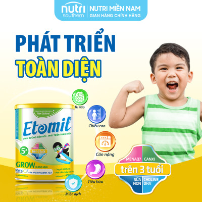 Sữa Etomil 5X Grow hộp 700g - Giúp bé tăng cường phát triển chiều cao (Sữa công thúc cho trẻ em từ 3 tuổi trở lên)