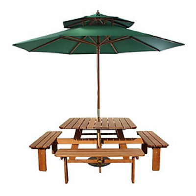 Bộ Bàn Vuông Lampung 8 Chỗ IBIE NT3028 (110 x 110 x 74 cm) - Nâu