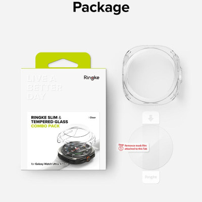 Vỏ ốp kèm dán cường lực cho Galaxy Watch Ultra RINGKE Slim & Glass - Hàng Chính Hãng