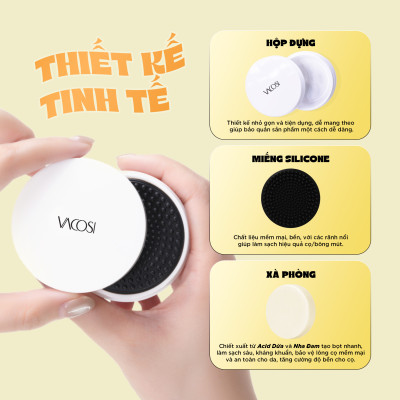 HỘP RỬA CỌ TRANG ĐIỂM KÈM XÀ BÔNG VACOSI - DC14 - VACOSI MAKEUP CLEANSER KIT
