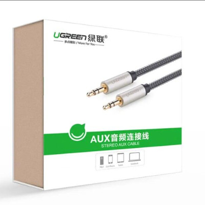 Ugreen UG40788AV125TK 20M màu Đen Cáp âm thanh 2 đầu 3.5mm dương đầu bọc kim loại cao cấp - HÀNG CHÍNH HÃNG