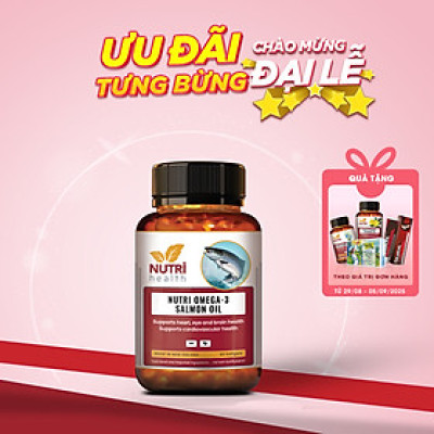 Viên Dầu Cá Hồi New Zealand Nutri Omega-3 Salmon Oil 60 Viên | Hỗ Trợ Sức Khỏe Mắt, Não, Tim - Nhập Khẩu Chính Hãng