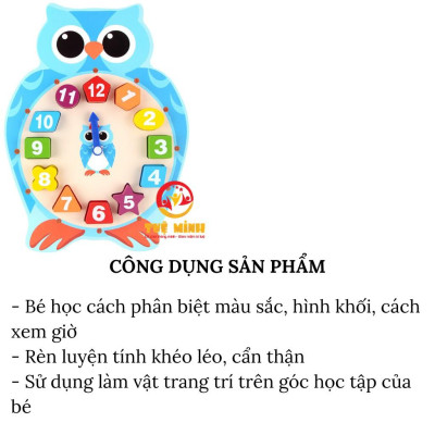 Đồng Hồ Phân Biệt Màu Sắc Hình Khối Con Cú Con Ếch Tuệ Minh Giúp Bé Học Xem Giờ