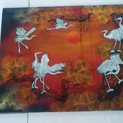 Tranh sơn mài - TÙNG HẠC DIÊN NIÊN -Size 40x60 cm - Ý Nghĩa Phong Thủy