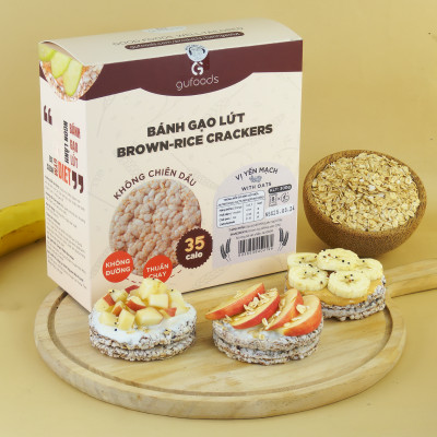 Bánh gạo lứt GUfoods vị Yến mạch - Không chiên dầu, Không đường, Lành mạnh, Phù hợp Eat clean, Ăn vặt healthy, Thực dưỡng, Tập gym, Thuần chay