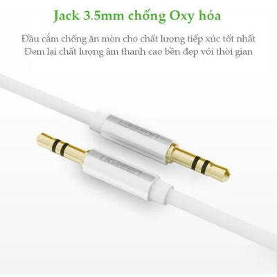Ugreen UG10750AV119TK 0.5M màu Trắng Cáp âm thanh 2 đầu 3.5mm dương dây tròn TPE cao cấp - HÀNG CHÍNH HÃNG