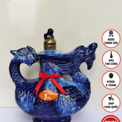 Đặc Sản Bình Định - Rượu Bàu Đá Thành Tâm Thuyền Lớn (Màu xanh bút bi) 1,2 lit - OCOP 3 Sao