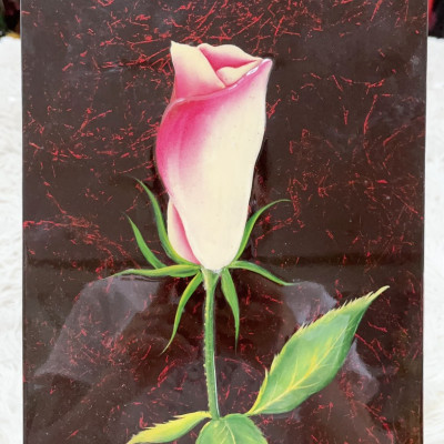 Tranh sơn mài cao cấp vẽ hoa nhiều màu sắc đa dạng mẫu mã size 20x30 cm