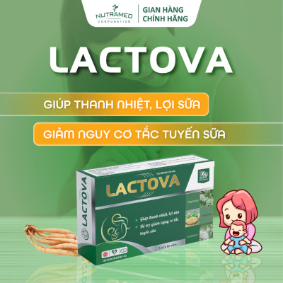 Viên uống Lactova hỗ trợ lợi sữa, tăng tiết sữa, thông tuyến sữa phụ nữ sau sinh (30 viên)-Nutramed