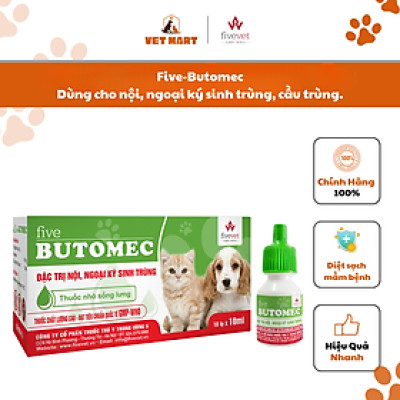 [10ml] Five-Butomec dùng cho nội, ngoại ký sinh trùng, cầu trùng