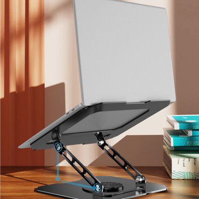 Kệ đỡ giá đỡ đế tản nhiệt cho laptop, máy tính hợp kim nhôm gấp gọn xoay 360 độ nhiều nấc độ cao K2 - Hàng chính hãng