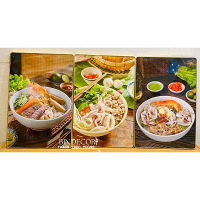 (ẢNH THẬT) Tranh treo tường trang trí decor quán ăn hủ tiếu mực có sẵn khung kèm đinh treo