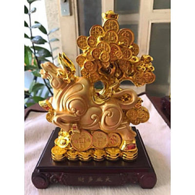 Tượng Trâu Vàng Mới Đứng khối tiền Cây tài lộc  Màu Vàng đặt bàn làm việc may mắn ạ  Size cao 20cm x ngang 15cm x sâu 10cm ạ