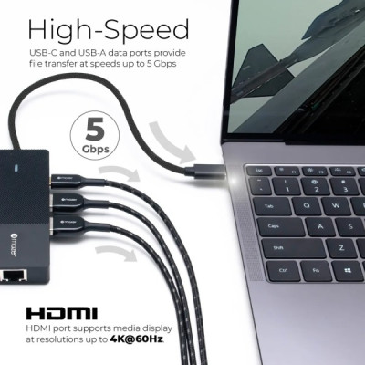 Cổng Chuyển Đổi Mazer Infinite Multimedia Pro Hub 8-in-1 USB-C - Hàng Chính Hãng