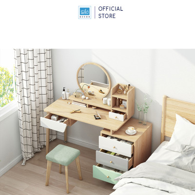 Bộ Bàn Phấn Trang Điểm Phong Cách Bắc Âu Với Chân Gỗ Hiện Đại SIB Decor BTD09 (Không Kèm Ghế)