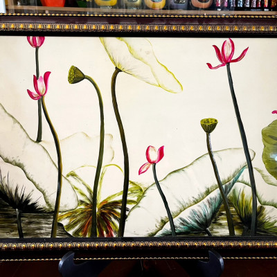 Tranh sơn mài - HOA SEN, HOA HỒNG,....cao cấp size 40x60 cm thích hợp để trang trí, làm quà tặng,...