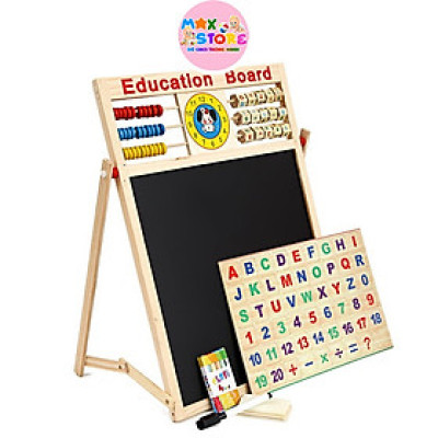 Bảng Ghép Nam Châm 2 Mặt Bằng Gỗ Giúp Bé Học Chữ Và Số (Education Board) 
