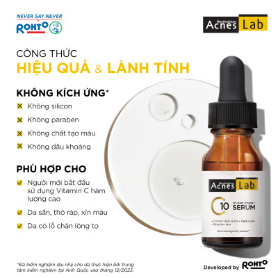Seum VItamin C 10% dưỡng trắng mờ thâm sạm Acnes Lab C10 serum 15ml