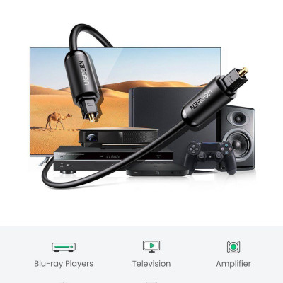 Ugreen UG70890AV122TK 1M màu đen cáp quang Optical âm thanh kỹ thuật số đầu mạ vàng 24K - HÀNG CHÍNH HÃNG