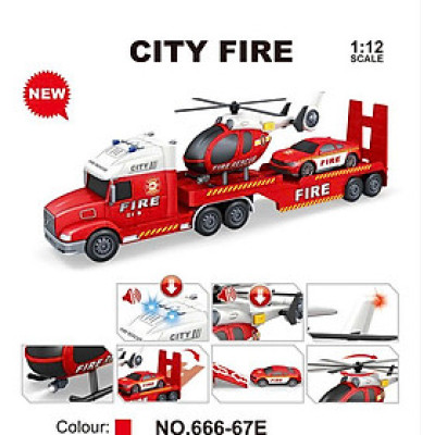 Đồ chơi - TOYSTAR - 666-67E Mô hình đồ chơi xe cứu hỏa thành phố tỉ lệ 1:12 có đèn và âm thanh (KT 57x12x18.5cm)
