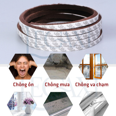 1 Mét Ron Lông Nheo, Ron Sợi Lông Nheo Dán Khe Hở Khung Cửa Ngăn Bụi Côn Trùng-Gioăng dán cửa sợi lông