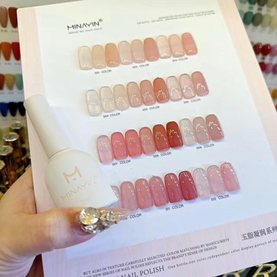 Sơn Thạch Minayin 12 Màu Tông Hồng Nâu Tặng Bảng Màu Cao Cấp Làm Nail, set Sơn Gel Sánh Đặc Mịn Mướt 15ml, Bám Màu Lâu Nữ Sơn Gel Women