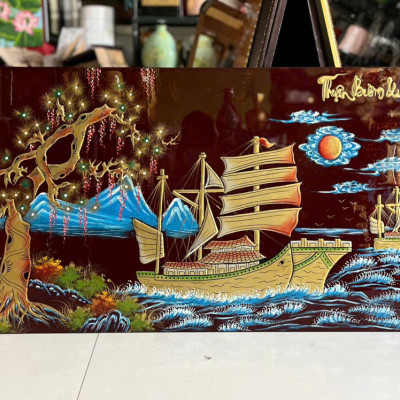 Tranh sơn mài - THUẬN BUỒM XUÔI GIÓ - Đắp nổi cao cấp - Ý nghĩa Phong Thủy
