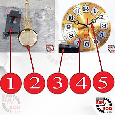 [COMBO-05] MÁY ĐỒNG HỒ KIM TRÔI + MẶT NHÔM + KIM + MÁY LẮC + CÂY LẮC ĐỒNG HỒ TREO TƯỜNG