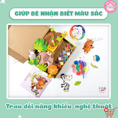 Đồ Chơi Tranh Gỗ Lalala Baby Tô Màu Kèm Màu Nước, Cọ và Truyện Kể I Paint I Play! Cho Bé Từ 3 Tuổi