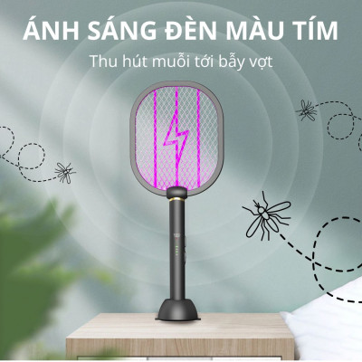 Đèn muỗi có chức năng vợt muỗi Kachi MK386 với đế sạc tích hợp - hàng chính hãng