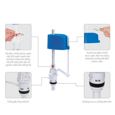 Bộ xả cấp piston - Bộ xả bồn cầu 2 nhấn 2 khối cấp piston cao cấp HKC-BX36