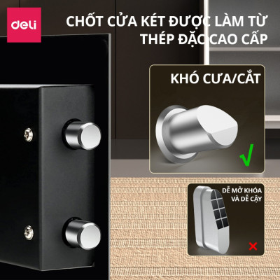Két Sắt Mini Chính Hãng Deli, Két Sắt Gia Đình 3 Kích Thước Khóa Chống Trộm An Toàn Bảo Mật Cao