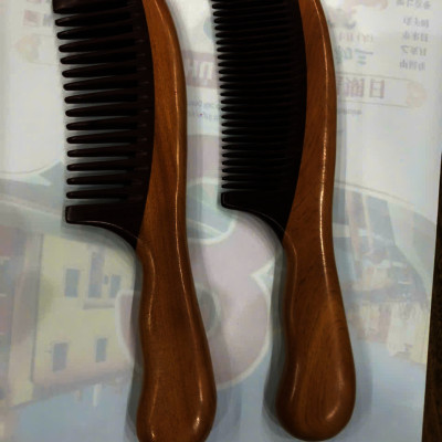 Lược gỗ Cẩm ta chuôi trơn lượn gỗ bách xanh  Kiểu dáng đẹp, Size: XL- 19,5 cm dành cho Nữ, Nam