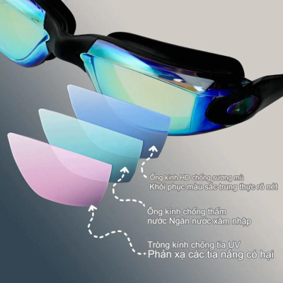 Kính bơi cao cấp tráng gương đa sắc chống tia UV
