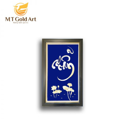 Tranh chữ nhẫn dát vàng 24k(35x55cm) MT Gold Art- Hàng chính hãng, trang trí nhà cửa, phòng làm việc, quà tặng sếp, đối tác, khách hàng, tân gia, khai trương 