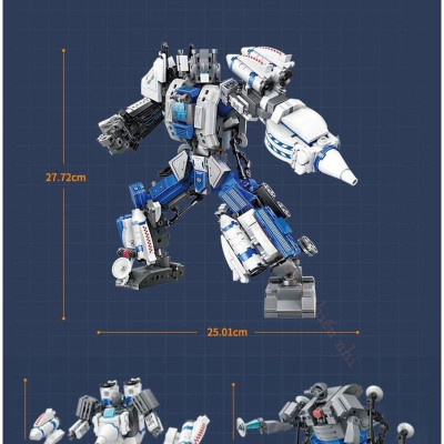 Đồ chơi - QMAN - 41312 Bộ đồ chơi xếp hình (hợp thể 5 trong 1) mô hình Robot không gian Ngẫu nhiên (KT 25x27.7x11.2cm)