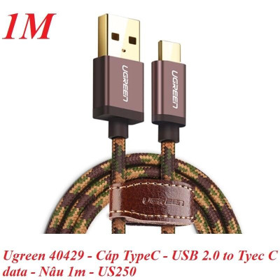 Ugreen UG40429US250TK 1M màu Nâu Cáp sạc USB TypeC cao cấp - HÀNG CHÍNH HÃNG
