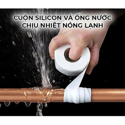 2.5cmx1m Băng Keo Vá Ống Nước Silicon Chịu Nhiệt Nóng Lạnh, Chống Thấm Nước MÀU TRẮNG
