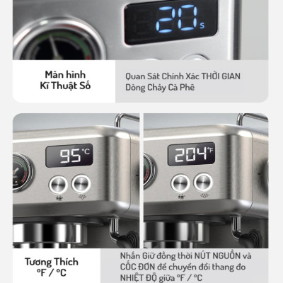 Máy pha cà phê Espresso chuyên nghiệp thương hiệu HiBREW H10A , áp suất 20bar , công suất 1350W - Hàng Chính Hãng
