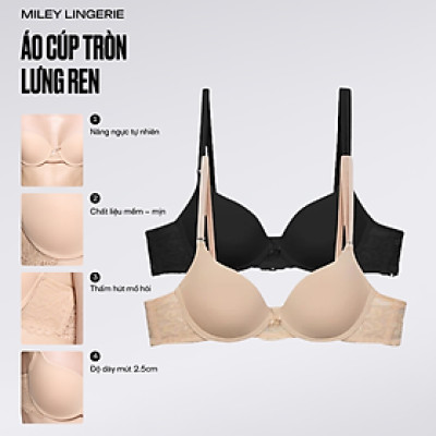 Combo 2 Áo Ngực Cúp Tròn Lưng Ren Miley Lingerie Màu Đen và Da - BRM002