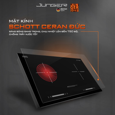 Bếp đôi điện từ hồng ngoại Junger SIS-68 4200W Không kén nồi Hàng Chính Hãng Bảo Hành 36 Tháng