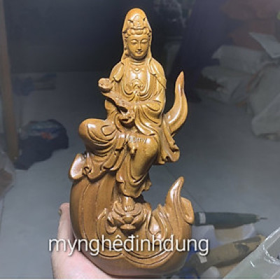 Mẹ phật bà quan âm bồ tát bằng gỗ bách xanh thơm nức kt cao 20×10×6cm 