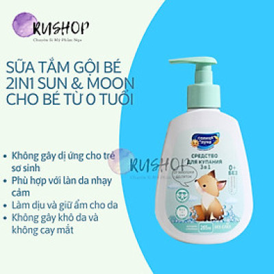 Sữa tắm gội bé 2in1 Sun & Moon 265ml cho bé từ 0 tuổi